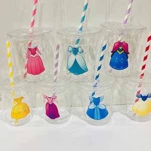 Disney Princess Birthday Party Cups, Kids party cups, Princess Theme Party, Princess Party Decor, Cups with lids, Princess Party Favors