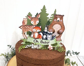 Woodland Cake Topper, Forest Animals Cake Topper, Straw Cake Topper, Woodland Baby Shower, Woodland, First Birthday