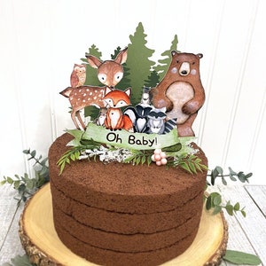 Woodland Cake Topper, Forest Animals Cake Topper, Straw Cake Topper, Woodland Baby Shower, Woodland, First Birthday