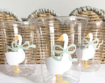 Silly Goose Party Cups, One Silly Goose, Country Goose,  Baby Shower, First Birthday, Disposable Plastic Cups, Pink Silly Goose, Sage Green