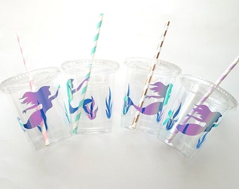 Mermaid Party Cups, Mermaid Theme Party Supplies, Mermaid decorations, Under the Sea Party, Ocean theme party, Little Mermaid Birthday Party