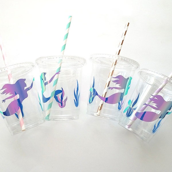 Mermaid Party Cups, Mermaid Theme Party Supplies, Mermaid decorations, Under the Sea Party, Ocean theme party, Little Mermaid Birthday Party