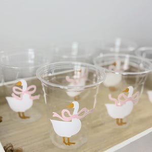 Silly Goose Party Cups, One Silly Goose, Country Goose, Baby Shower, First Birthday, Disposable Plastic Cups, Pink Silly Goose, Sage Green Light Pink Ribbon
