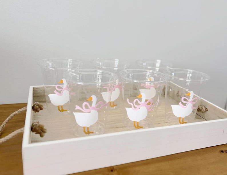 Silly Goose Party Cups, One Silly Goose, Country Goose, Baby Shower, First Birthday, Disposable Plastic Cups, Pink Silly Goose, Sage Green image 7
