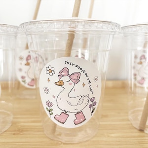 Silly Goose On the Loose Party Cups, One Silly Goose, Country Goose,  Baby Shower, First Birthday, Disposable Plastic Cup, Pink Goose Cups