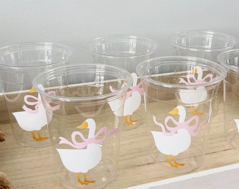 Silly Goose Party Cups, One Silly Goose, Country Goose, Baby Shower, First Birthday, Disposable Plastic Cups, Pink Silly Goose, Sage Green image 8