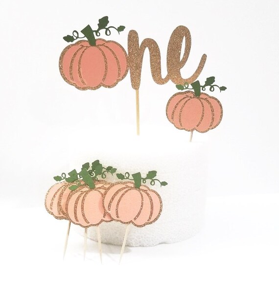 Kürbis 'Half Way To One' Cake Topper – Gold Glitzer, Für Halben Geburtstag & Baby Shower – 6 Monate Feier