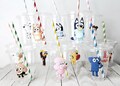 Bluey Party Cups, Kids Disposable Cups, Cups with Lids and Straws, Blue Heeler, Bingo, Kids Birthday Party Supplies, Blue Dog Theme Party