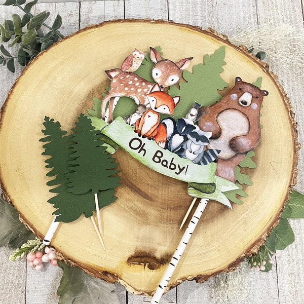 Woodland Cake Topper, Forest Animals Cake Topper, Wild One Cake Topper, Oh Baby Cake Topper, Woodland Baby Shower, Baby Shower Decor