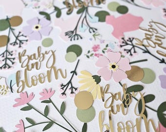 Baby In Bloom, Baby Shower Confetti 50pcs, Floral Baby Shower, Wildflowers, Botanical Greenery, Pink Gold Sage, Table Decorations