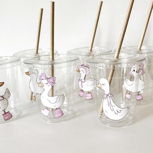 Silly Goose On the Loose Party Cups, One Silly Goose, Country Goose,  Baby Shower, First Birthday, Disposable Plastic Cup, Pink Goose Girlie