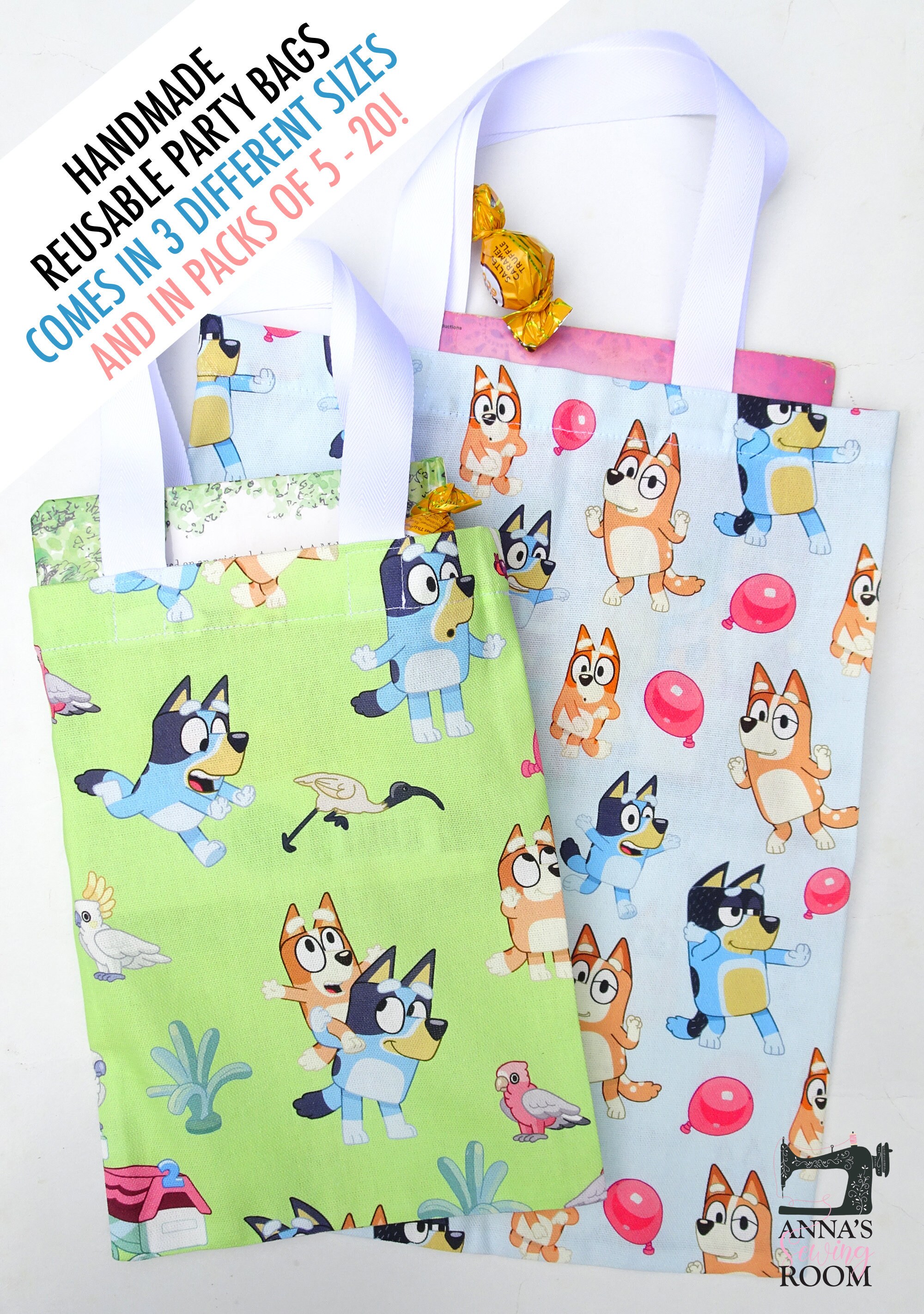 Reusable Bluey Gift Bag Handmade Bluey birthday Library Etsy