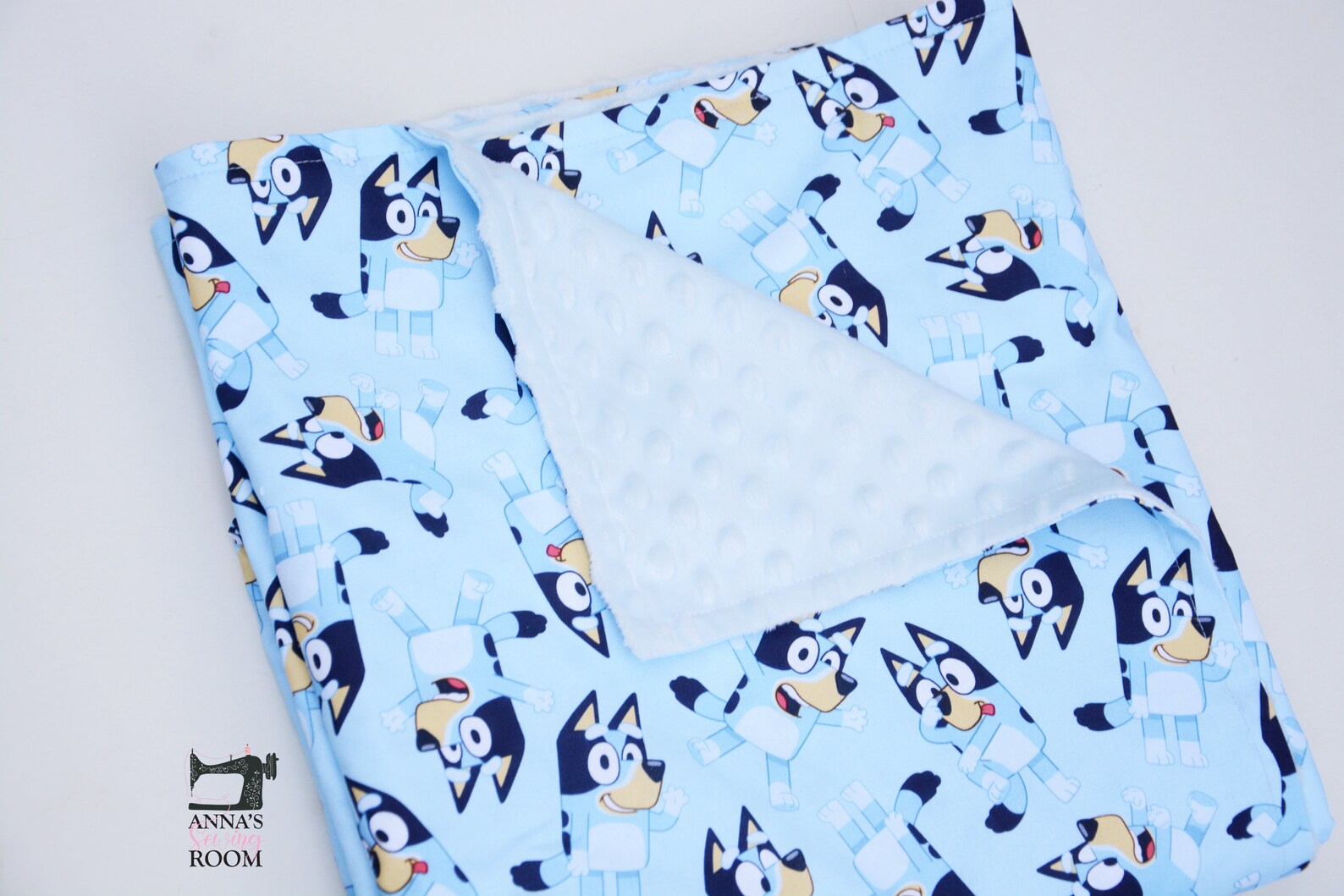 Handmade Bluey Blanket Blue Lightweight Throw Cuddle Etsy