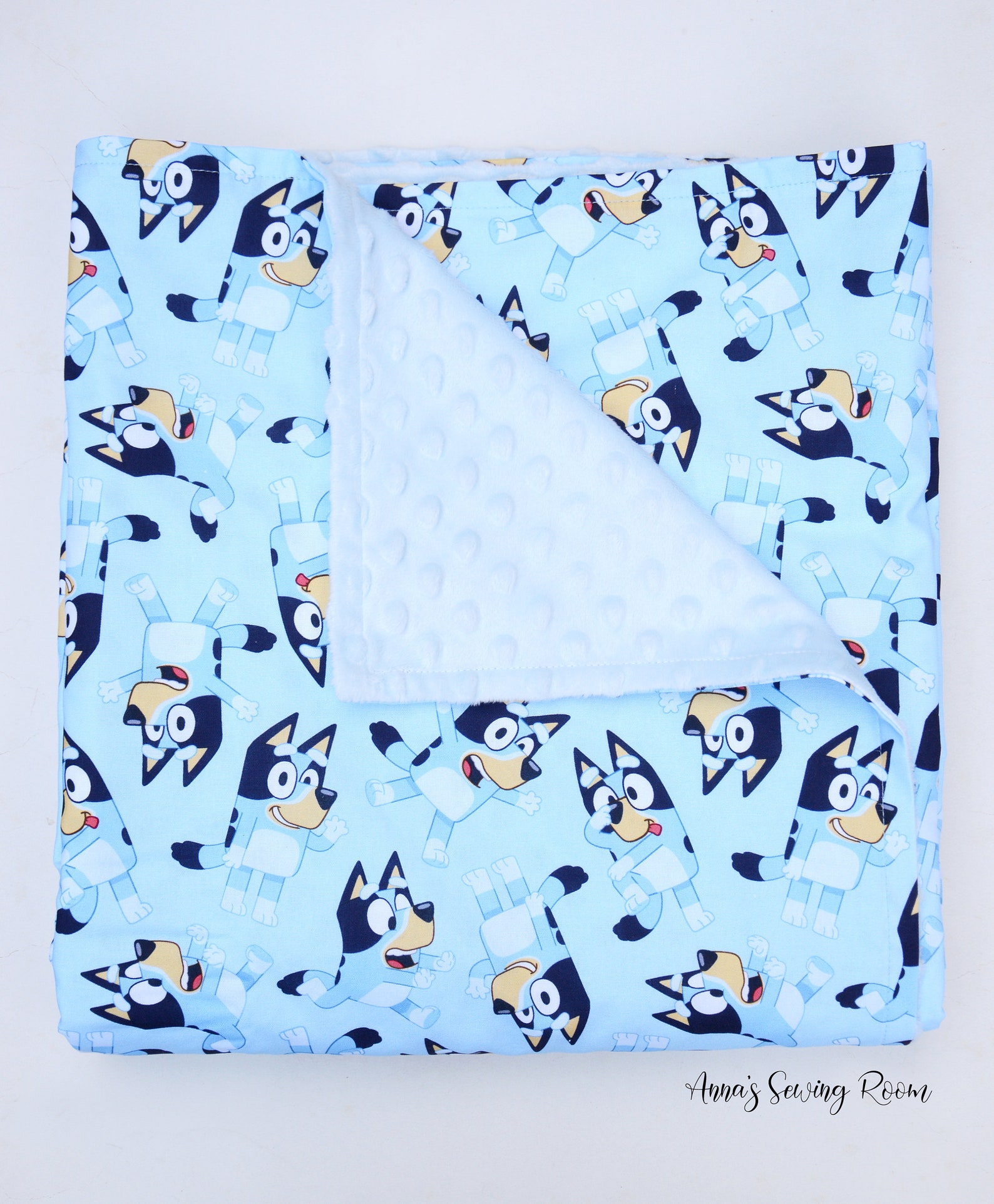 Handmade Bluey Blanket Blue Lightweight Throw Cuddle Etsy