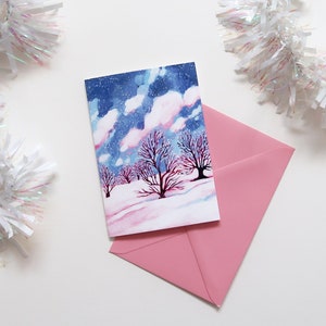 A6 Winter Landscape Christmas Cards | Christmas Cards | Greetings Card | Painterly Winter Scene | Snowy Christmas Card | Snowy Trees Card