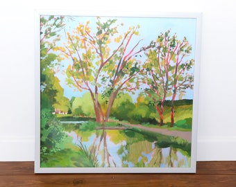 Summer Landscape Original Painting, Nature, Painterly Art, Tree Painting, Colourful, Impressionist Art, British Countryside Painting