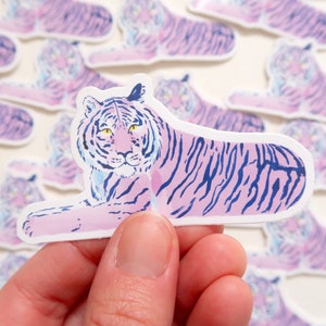 Pink Tiger Vinyl Sticker, Animal Vinyl Sticker, Die Cut Vinyl Sticker Decal, Jungle Sticker, Wild Cat Sticker
