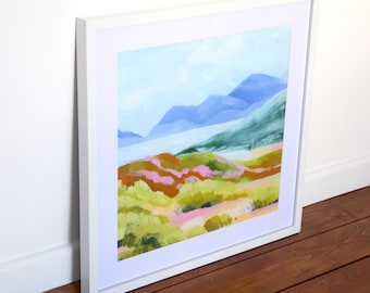 Paysage montagneux Peinture originale, Nature, Art pictural, Peinture Lake District, Coloré, Art impressionniste, Peinture de campagne