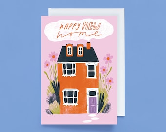 A6 Housewarming Greetings Card | New Home Greetings Card | Cottage | Cute | Pink