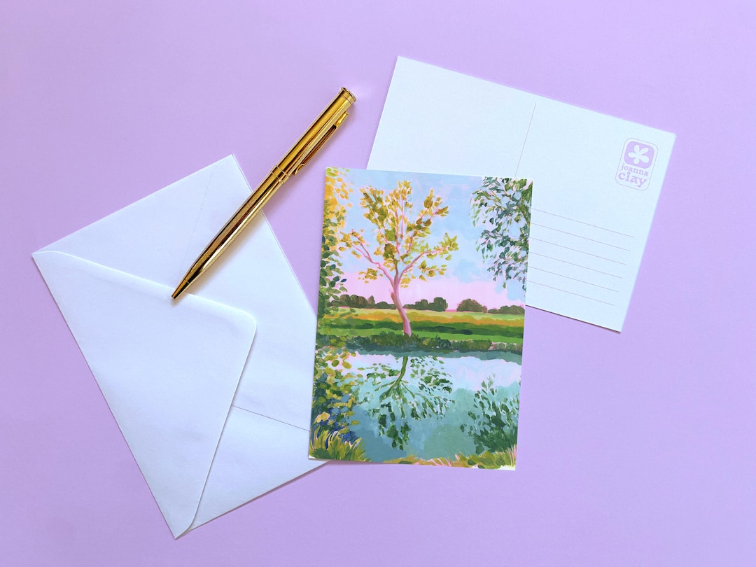 Postcard Note Card Landscape Sunset Painting Postcard | A6 Postcard | Nature Scene Print ...