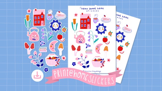 cottagecore planner decor sticker sheet cosy print at home etsy