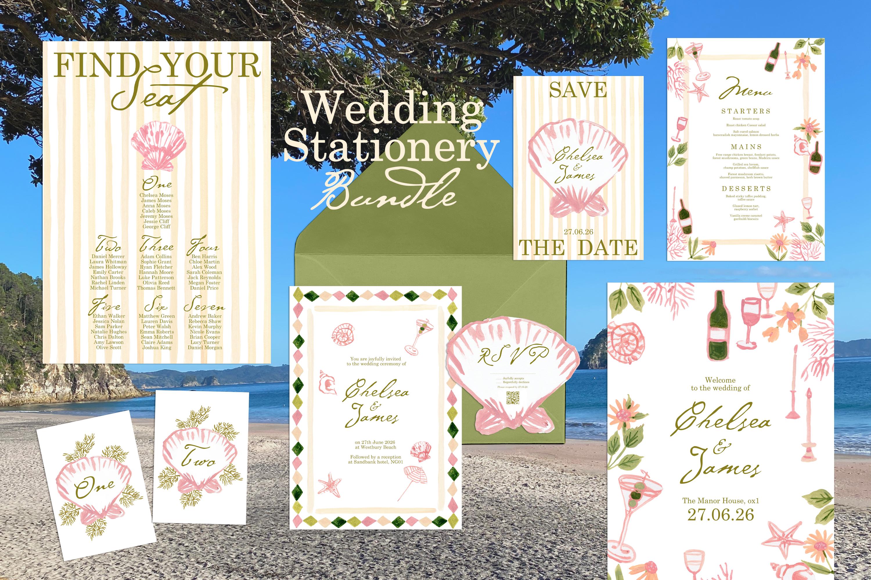 Destination Coastal Wedding Bundle Hand Painted Wedding
