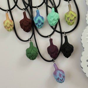 Artichoke Polymer Clay Necklace - Clay Spring Artichoke Necklace - Polymer Clay Jewelry Artichoke
