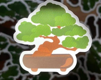 Bonsai Tree Sticker – Cute Minimal Nature Vinyl Decal for Laptop, Water Bottle, Journal
