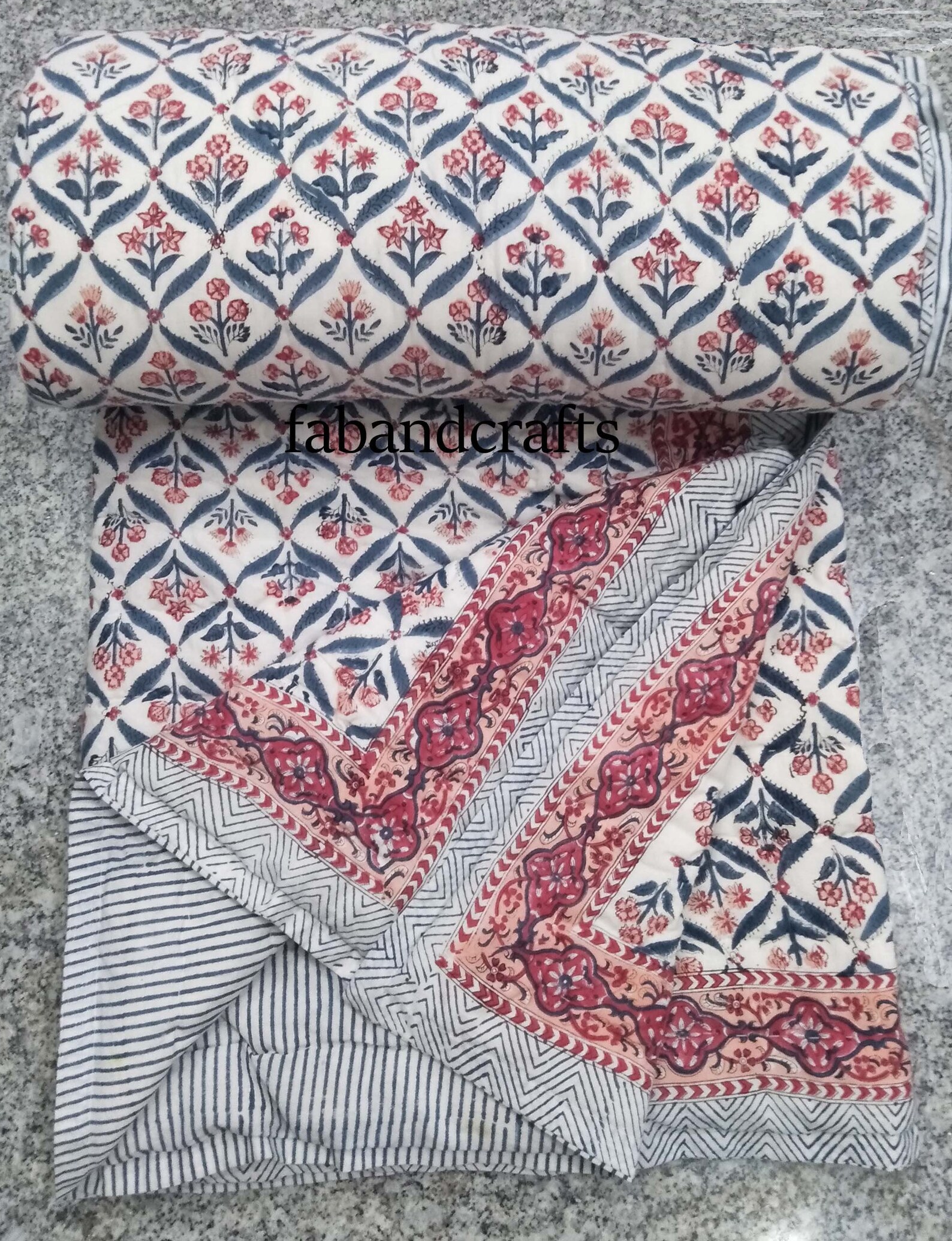 Jaipur Quilt Hand Block Print Quilt Cotton Based Quilts Etsy