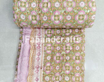 Cotton based quilt, Jaal hand block printed quilt, Plain solid color, Beautiful quilts for home and living, Home and living accessories.