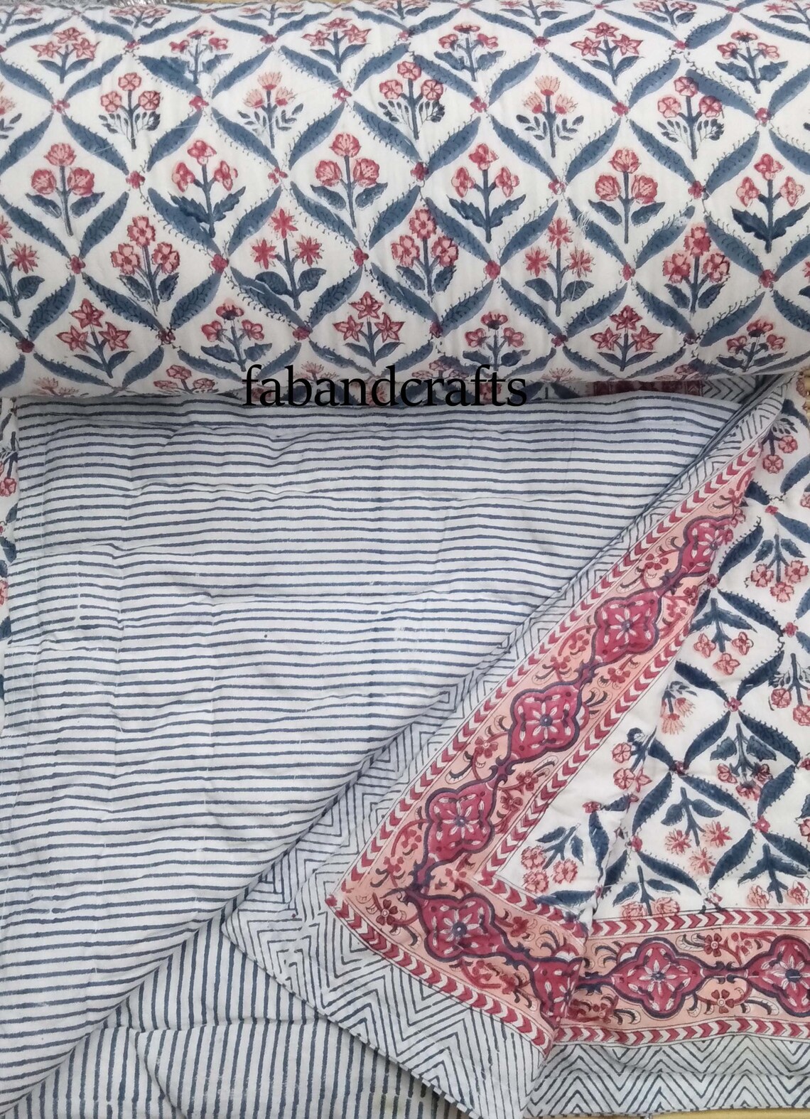 Jaipur Quilt Hand Block Print Quilt Cotton Based Quilts Etsy