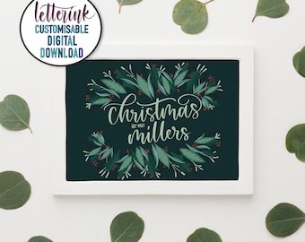 Personalised Christmas Digital Download, Customised Family Name Download For Christmas, Holiday Decor, Christmas Printable, Christmas Decor