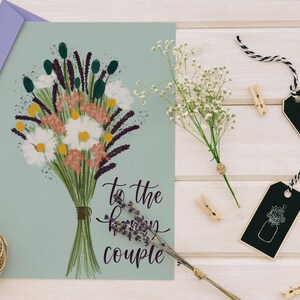 Wedding Congrats Printable Card, To The Happy Couple Card Print, Watercolor Bouquet Card, Flower Bouquet Card, Wedding Gift Card image 7