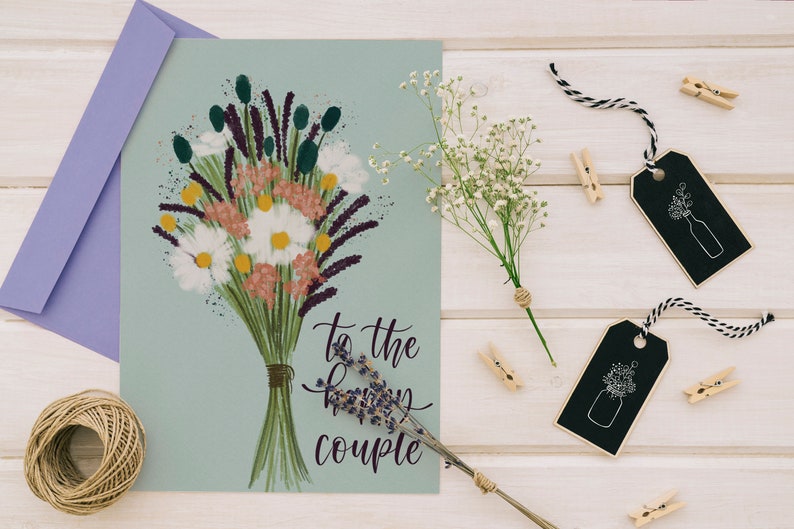 Wedding Congrats Printable Card, To The Happy Couple Card Print, Watercolor Bouquet Card, Flower Bouquet Card, Wedding Gift Card image 7