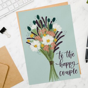 Wedding Congrats Printable Card, To The Happy Couple Card Print, Watercolor Bouquet Card, Flower Bouquet Card, Wedding Gift Card image 3