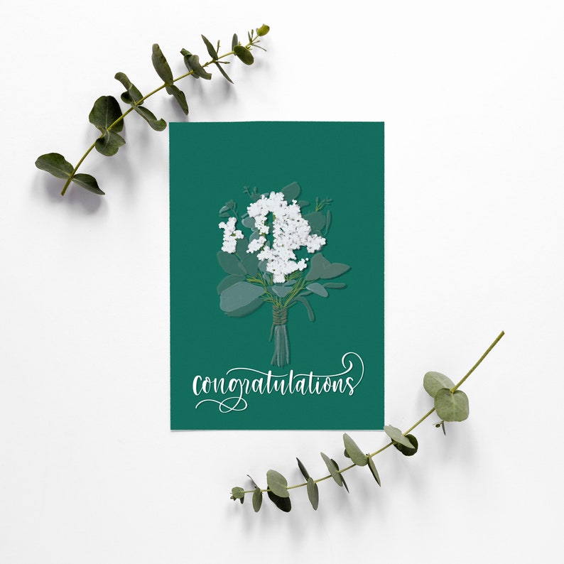 Printable Congratulations Greeting Card, Congrats Greeting Card, Floral Digital Card, Foldable Celebration Card Congratulations Printable image 3