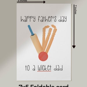 Printable Happy Fathers Day Card, Dad Card, Fathers Day Gift, Wicket, Cricket image 5