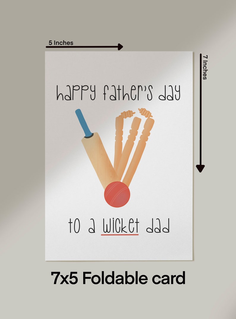 Printable Happy Fathers Day Card, Dad Card, Fathers Day Gift, Wicket, Cricket image 5