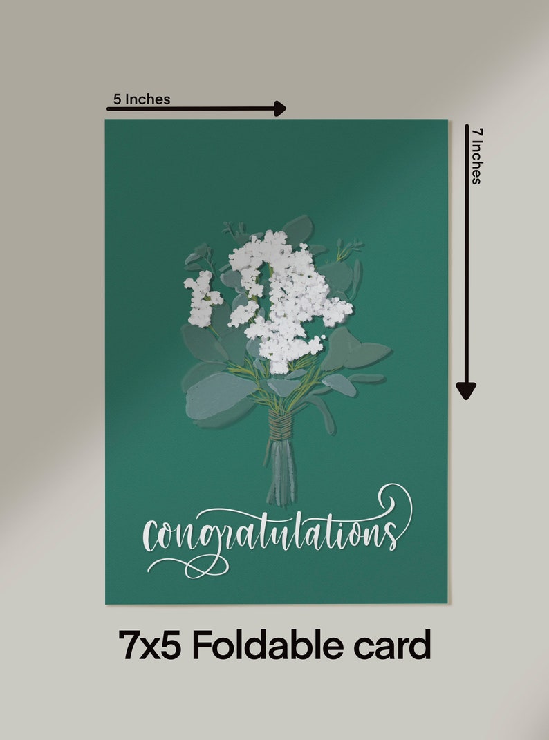 Printable Congratulations Greeting Card, Congrats Greeting Card, Floral Digital Card, Foldable Celebration Card Congratulations Printable image 9