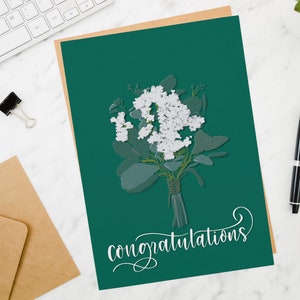 Printable Congratulations Greeting Card, Congrats Greeting Card, Floral Digital Card, Foldable Celebration Card Congratulations Printable image 4