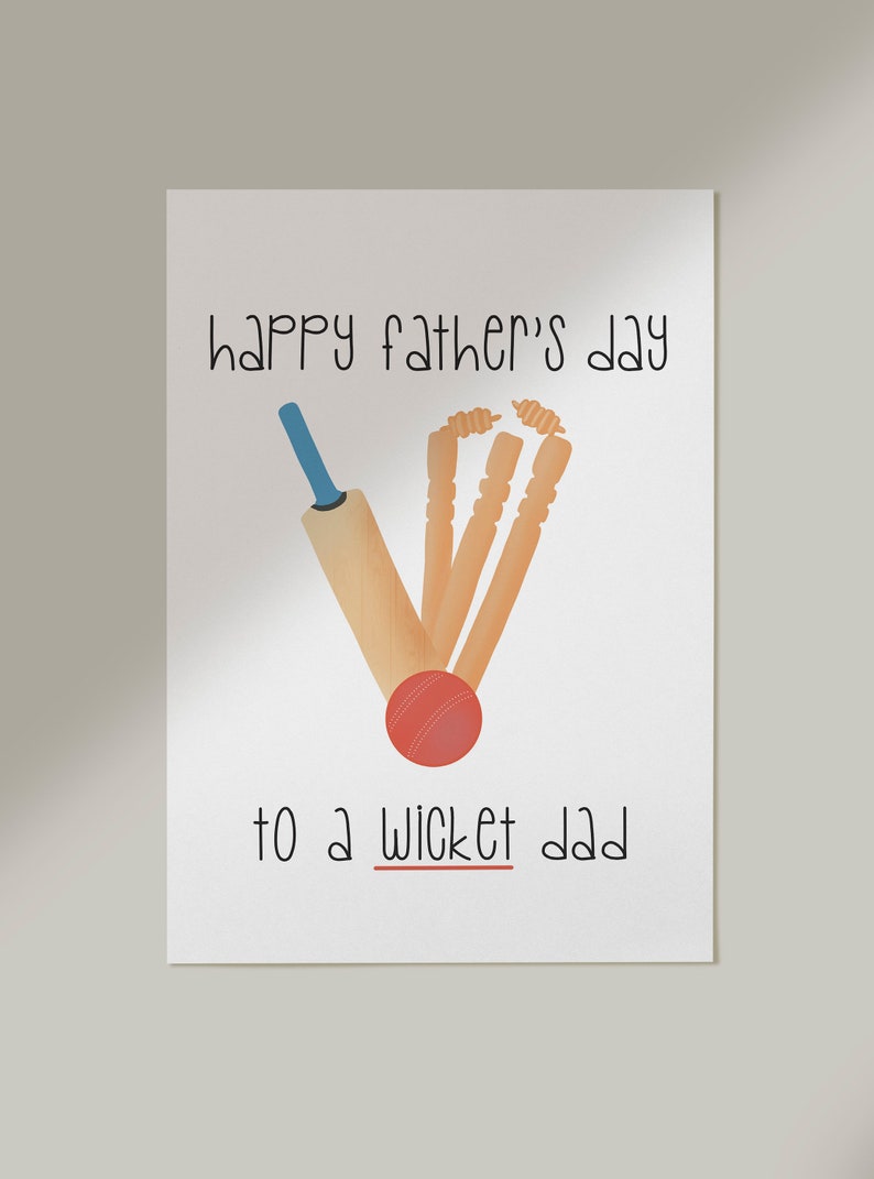 Printable Happy Fathers Day Card, Dad Card, Fathers Day Gift, Wicket, Cricket image 4