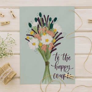 Wedding Congrats Printable Card, To The Happy Couple Card Print, Watercolor Bouquet Card, Flower Bouquet Card, Wedding Gift Card image 4