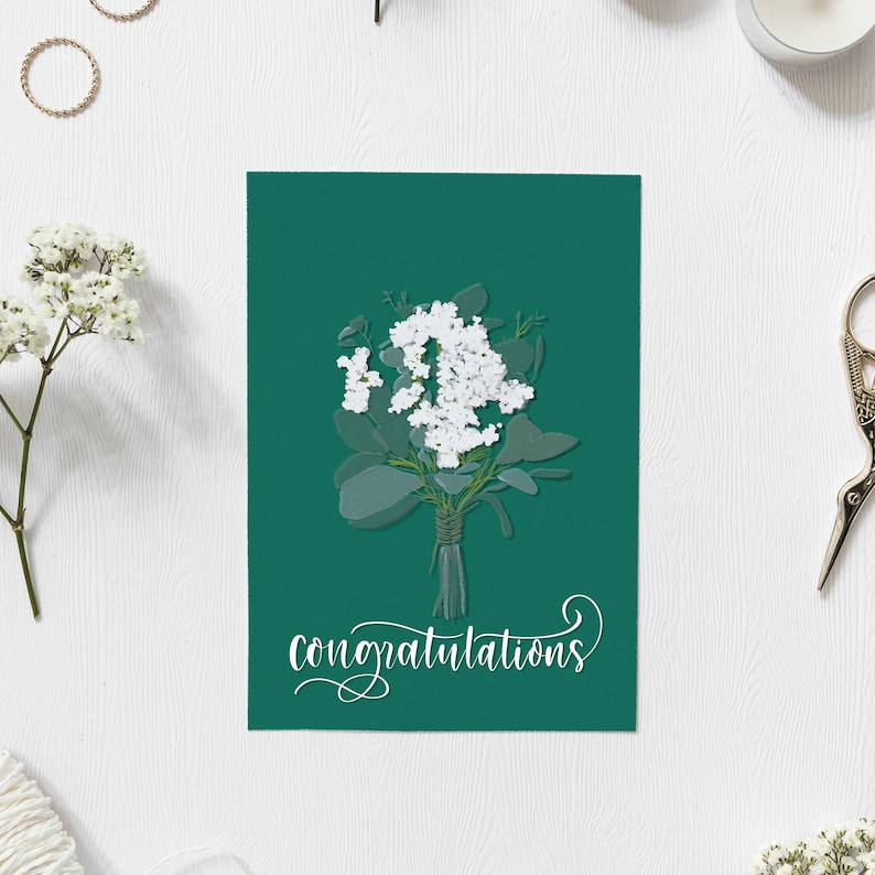 Printable Congratulations Greeting Card, Congrats Greeting Card, Floral Digital Card, Foldable Celebration Card Congratulations Printable image 1