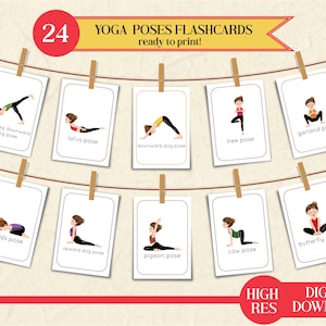 Kinder Yoga Karteikarten | 24 Yoga-Posen für Achtsamkeit & Spielen | Yoga-Posen für Kinder | Yoga Karteikarten | Digitaler Download