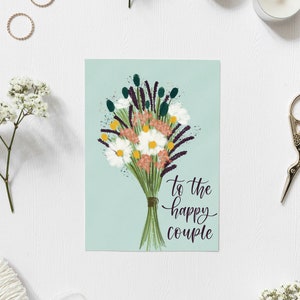 Wedding Congrats Printable Card, To The Happy Couple Card Print, Watercolor Bouquet Card, Flower Bouquet Card, Wedding Gift Card image 2