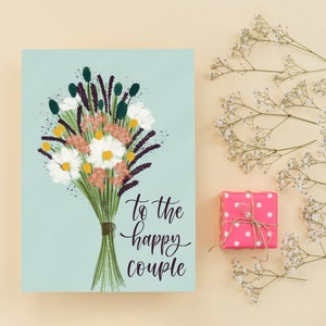 Wedding Congrats Printable Card, To The Happy Couple Card Print, Watercolor Bouquet Card, Flower Bouquet Card, Wedding Gift Card image 6