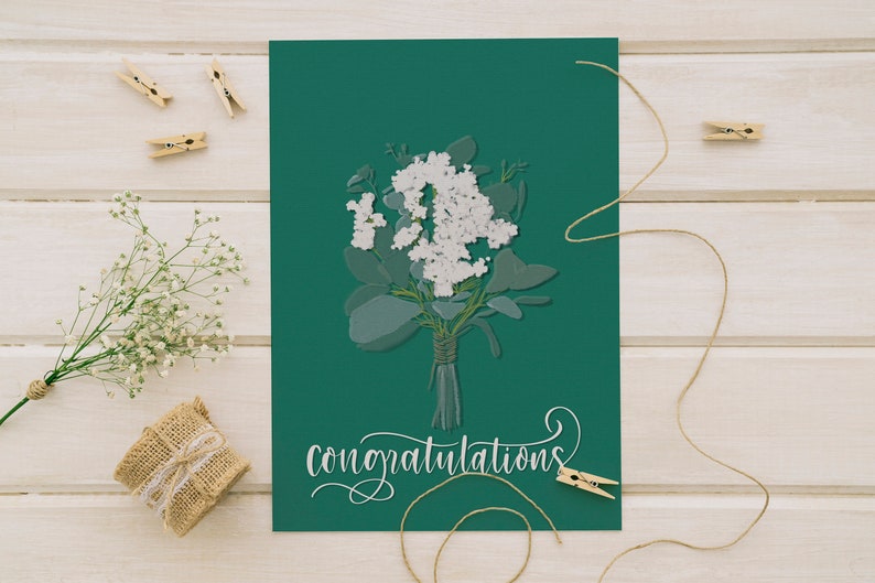 Printable Congratulations Greeting Card, Congrats Greeting Card, Floral Digital Card, Foldable Celebration Card Congratulations Printable image 2