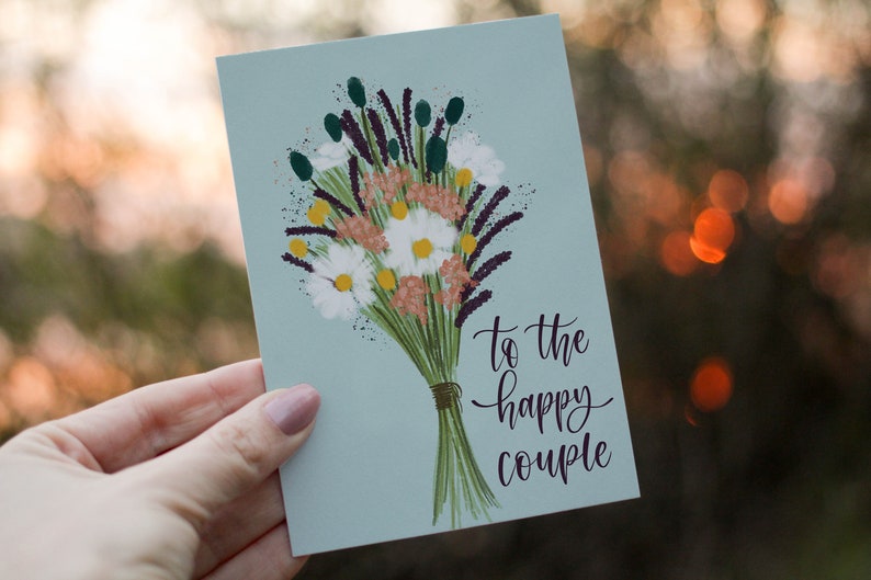 Wedding Congrats Printable Card, To The Happy Couple Card Print, Watercolor Bouquet Card, Flower Bouquet Card, Wedding Gift Card image 5