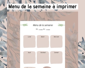 Meal Planner - Planning de repas pour la semaine - A imprimer