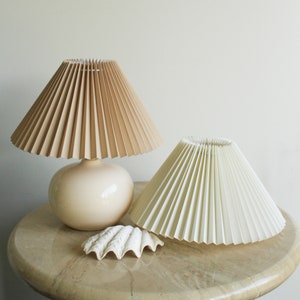 Ivory & Beige Pleated Bedside Lampshades - 30cm, Modern, Stylish, Chic, Elegant, Coastal Decor Style